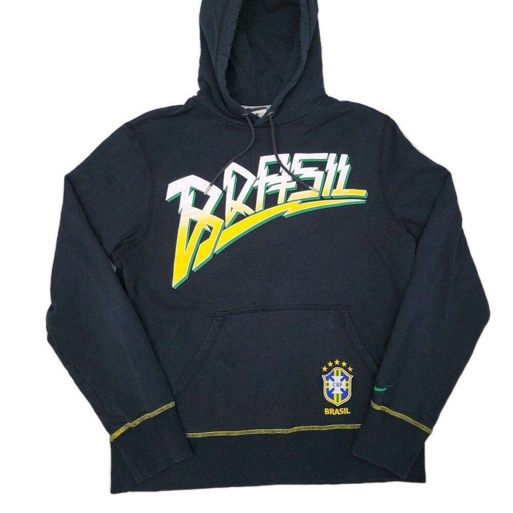 Nike Club CBF Brasil Hoodie Mens M Black Brasil Futbol Soccer Brazil World Cup